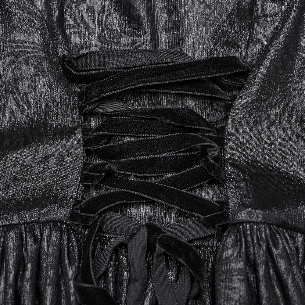 Elegant V-Neck Black Chiffon Dress with Long Sleeves - image 10