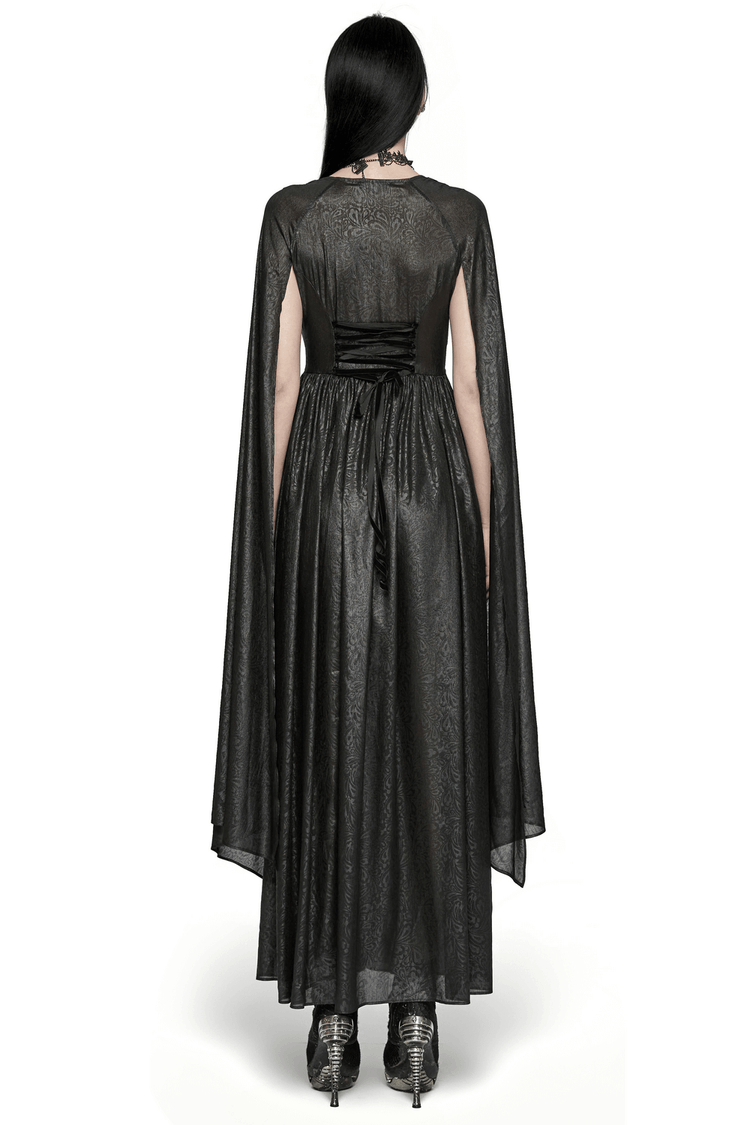 Elegant V-Neck Black Chiffon Dress with Long Sleeves - image 2