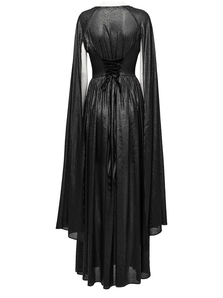 Elegant V-Neck Black Chiffon Dress with Long Sleeves - image 6