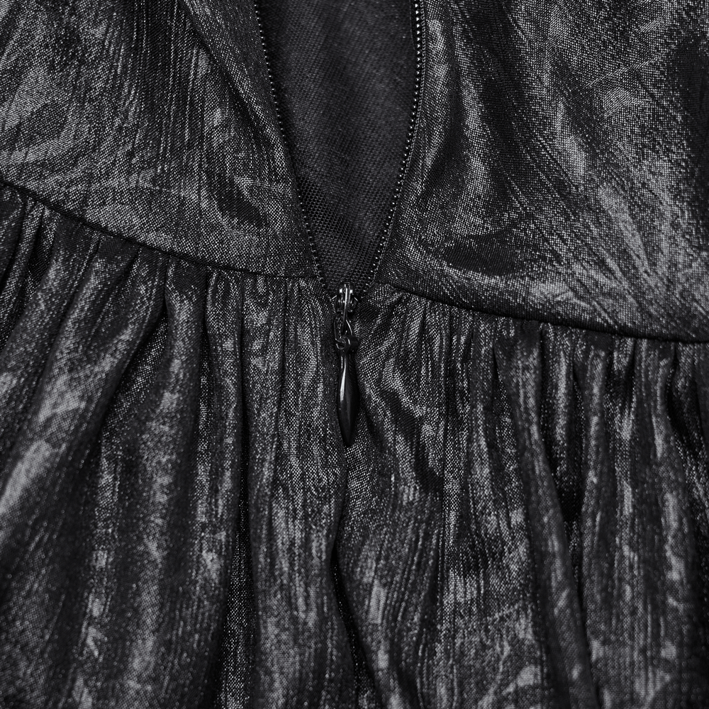 Elegant V-Neck Black Chiffon Dress with Long Sleeves - image 9