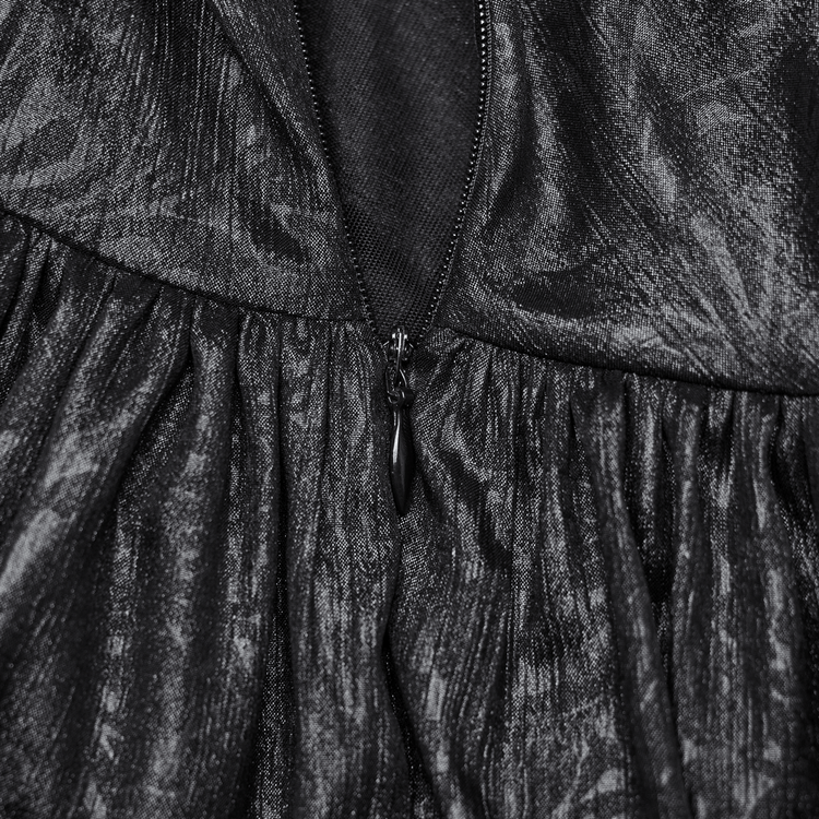 Elegant V-Neck Black Chiffon Dress with Long Sleeves - image 9