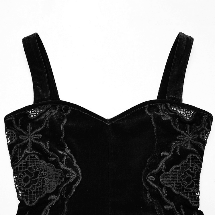 Elegant Velvet Embroidered Dress with Pleated Hem - image 7