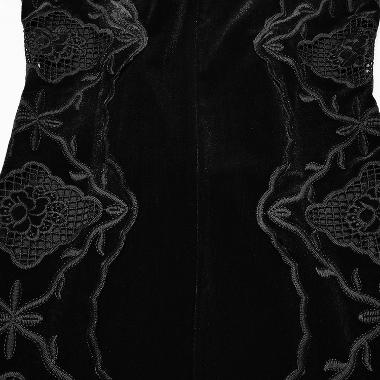 Elegant Velvet Embroidered Dress with Pleated Hem - image 8