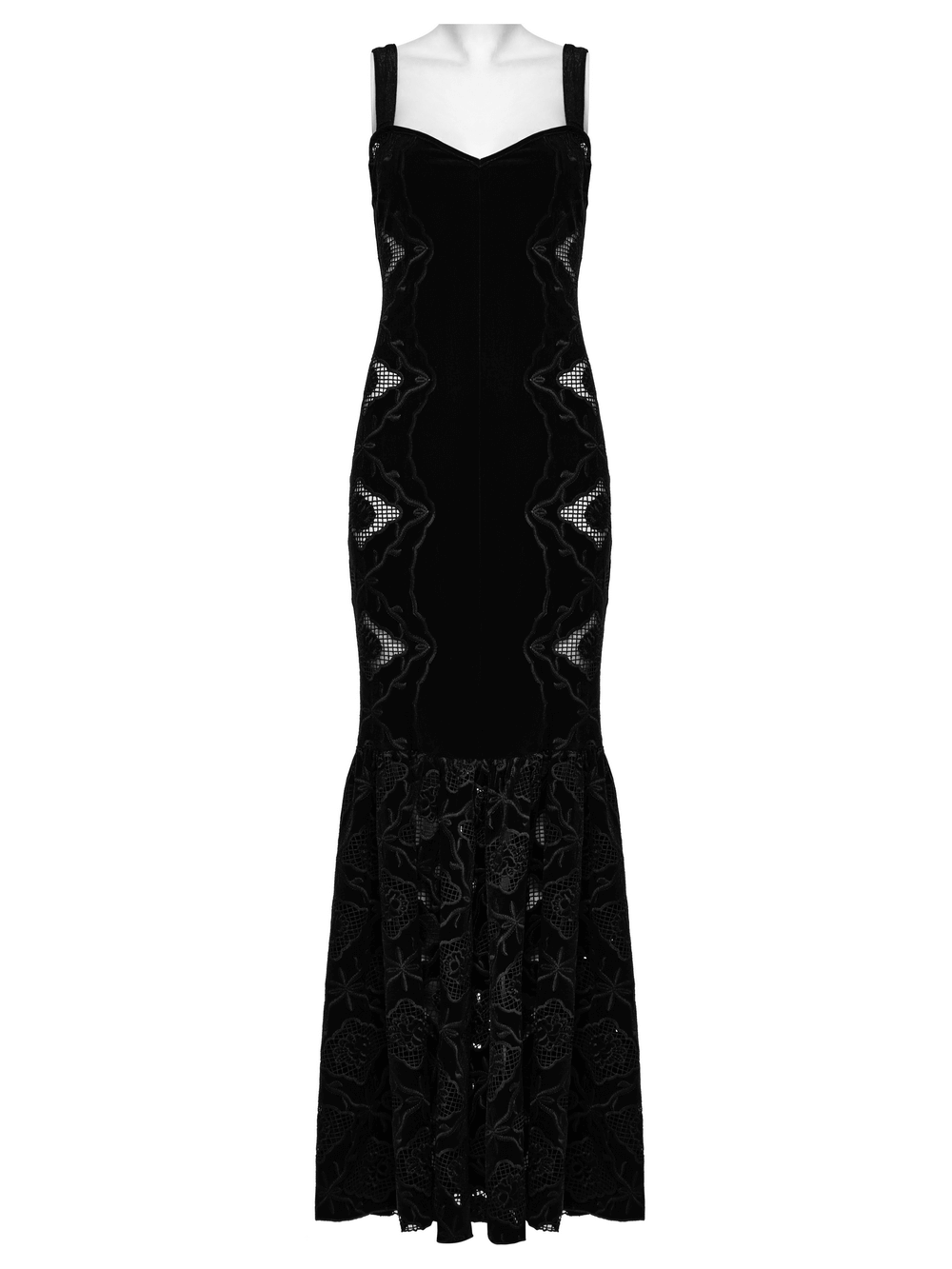 Elegant Velvet Embroidered Dress with Pleated Hem - image 4
