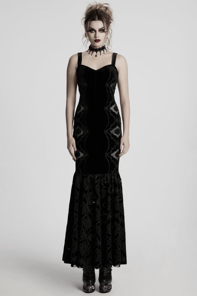 Elegant Velvet Embroidered Dress with Pleated Hem - image 11