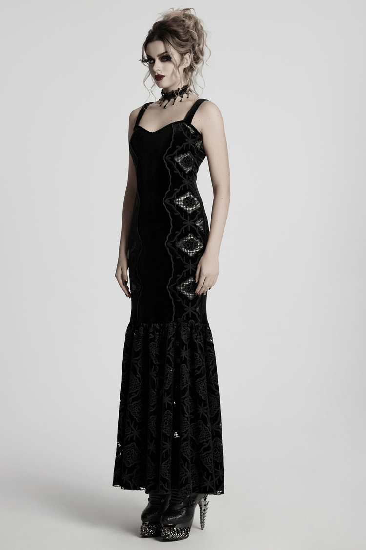 Elegant Velvet Embroidered Dress with Pleated Hem - image 12