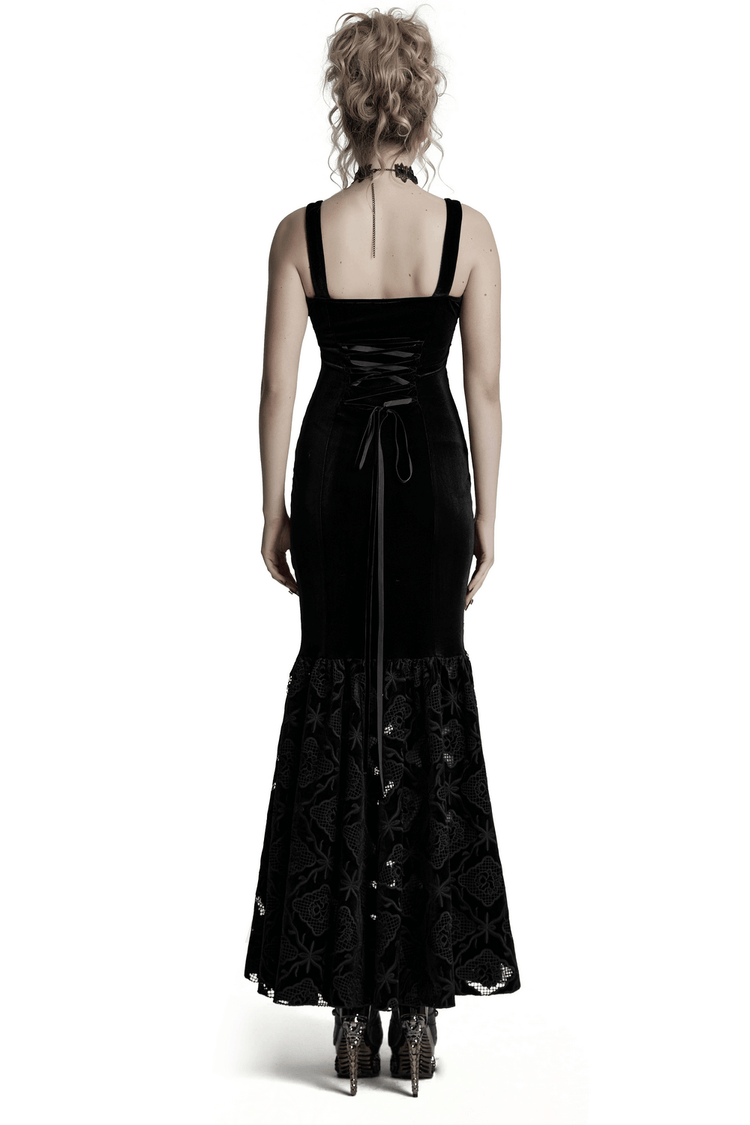 Elegant Velvet Embroidered Dress with Pleated Hem - image 2