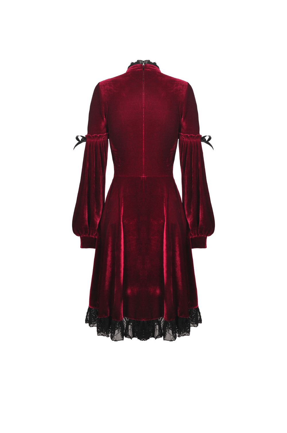 Elegant Velvet Gothic Dress with Lace Detail - Victorian Romance - image 5