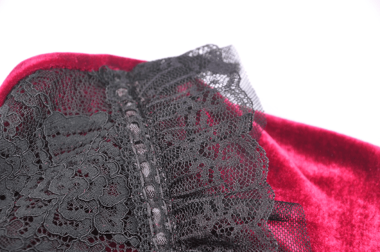 Elegant Velvet Gothic Dress with Lace Detail - Victorian Romance - image 7