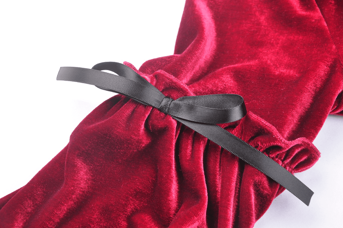 Elegant Velvet Gothic Dress with Lace Detail - Victorian Romance - image 8