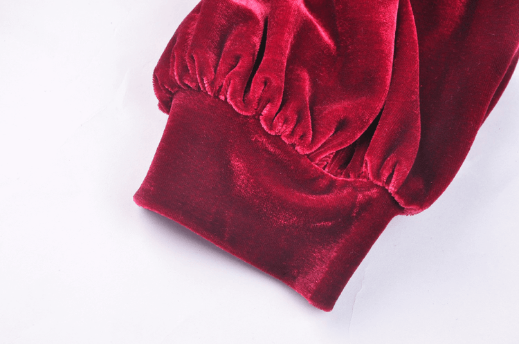 Elegant Velvet Gothic Dress with Lace Detail - Victorian Romance - image 9
