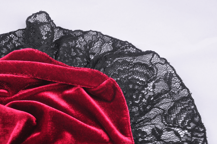 Elegant Velvet Gothic Dress with Lace Detail - Victorian Romance - image 10
