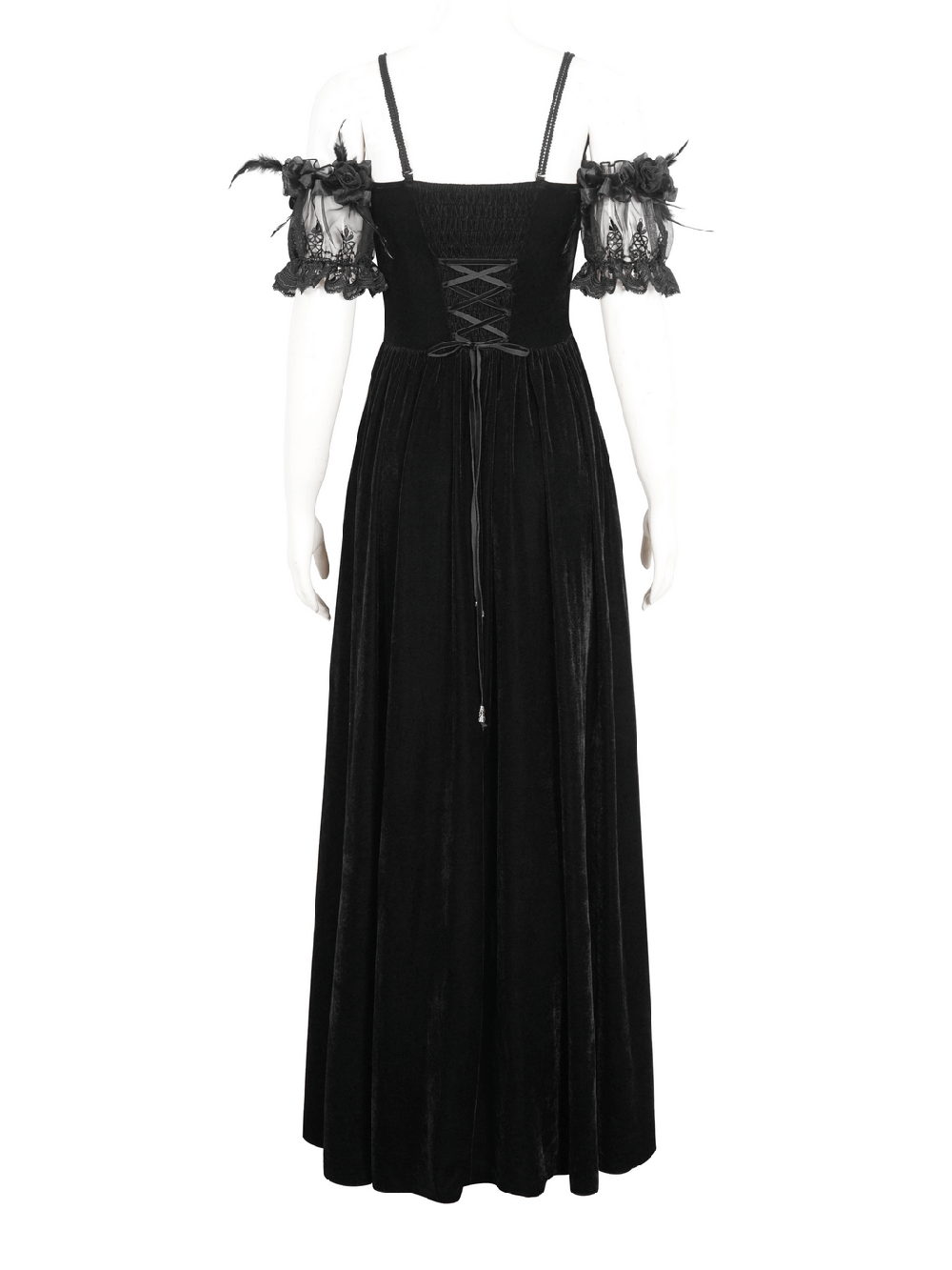 Elegant Velvet Off-The-Shoulder Victorian Dress - image 5