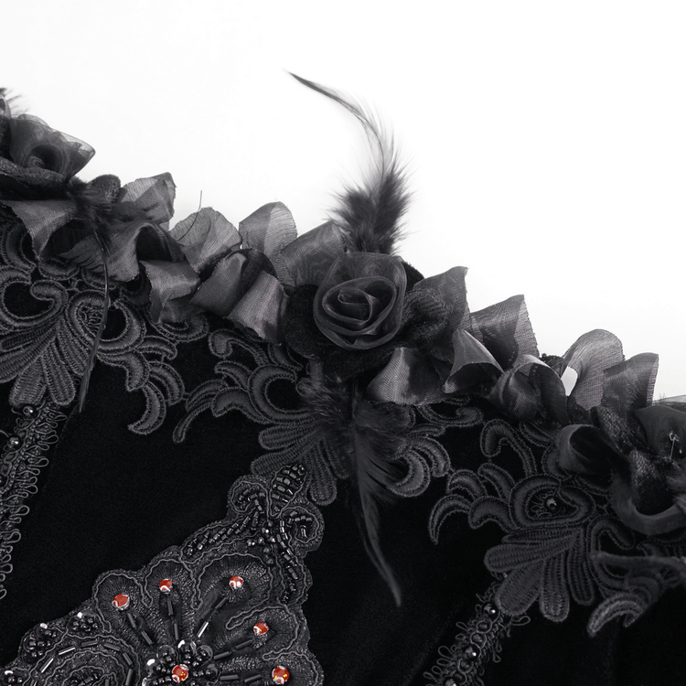 Elegant Velvet Off-The-Shoulder Victorian Dress - image 6