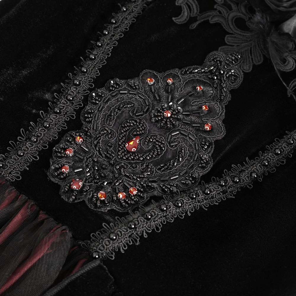 Elegant Velvet Off-The-Shoulder Victorian Dress - image 11