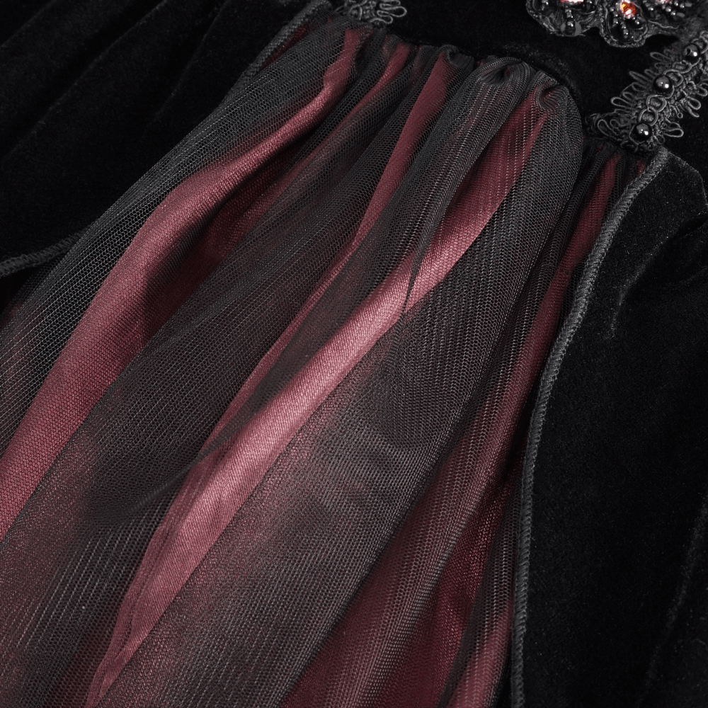 Elegant Velvet Off-The-Shoulder Victorian Dress - image 14