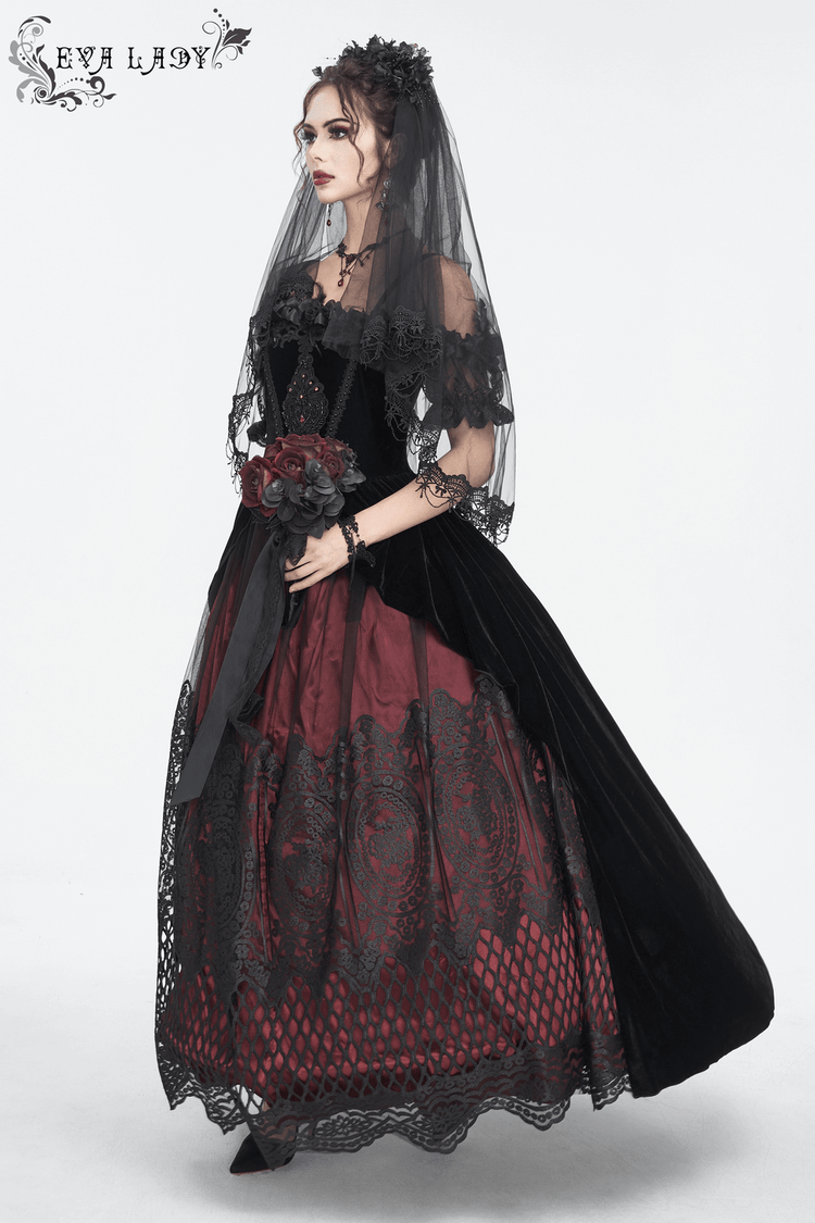 Elegant Velvet Off-The-Shoulder Victorian Dress - image 18