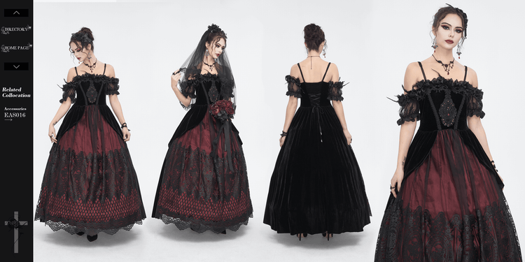 Elegant Velvet Off-The-Shoulder Victorian Dress - image 20