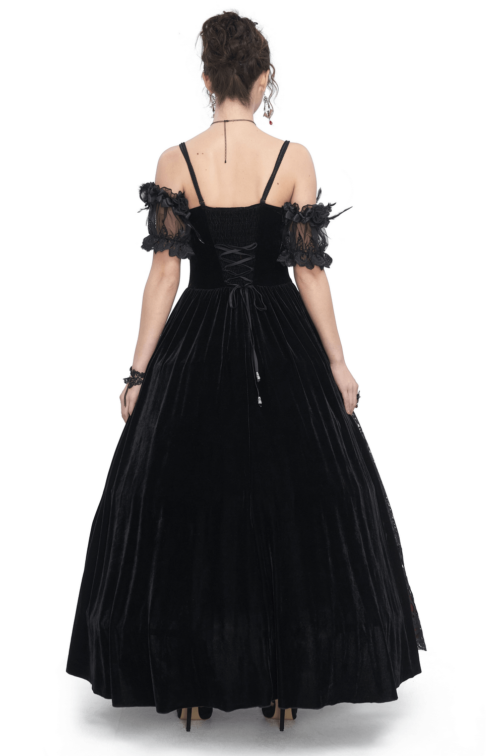 Elegant Velvet Off-The-Shoulder Victorian Dress - image 2