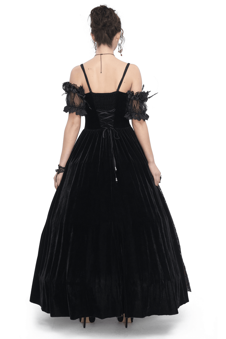 Elegant Velvet Off-The-Shoulder Victorian Dress - image 2