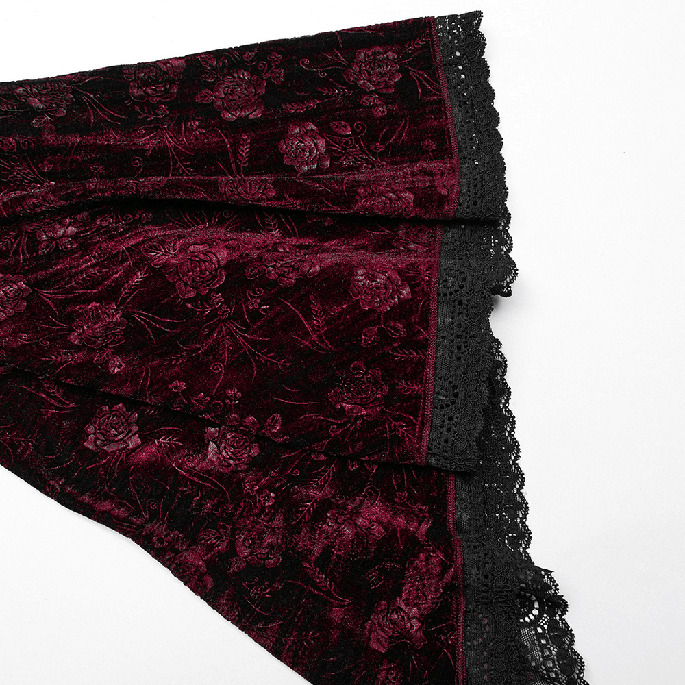 Elegant Velvet Rose Mesh Dress with Trumpet Sleeves - image 7