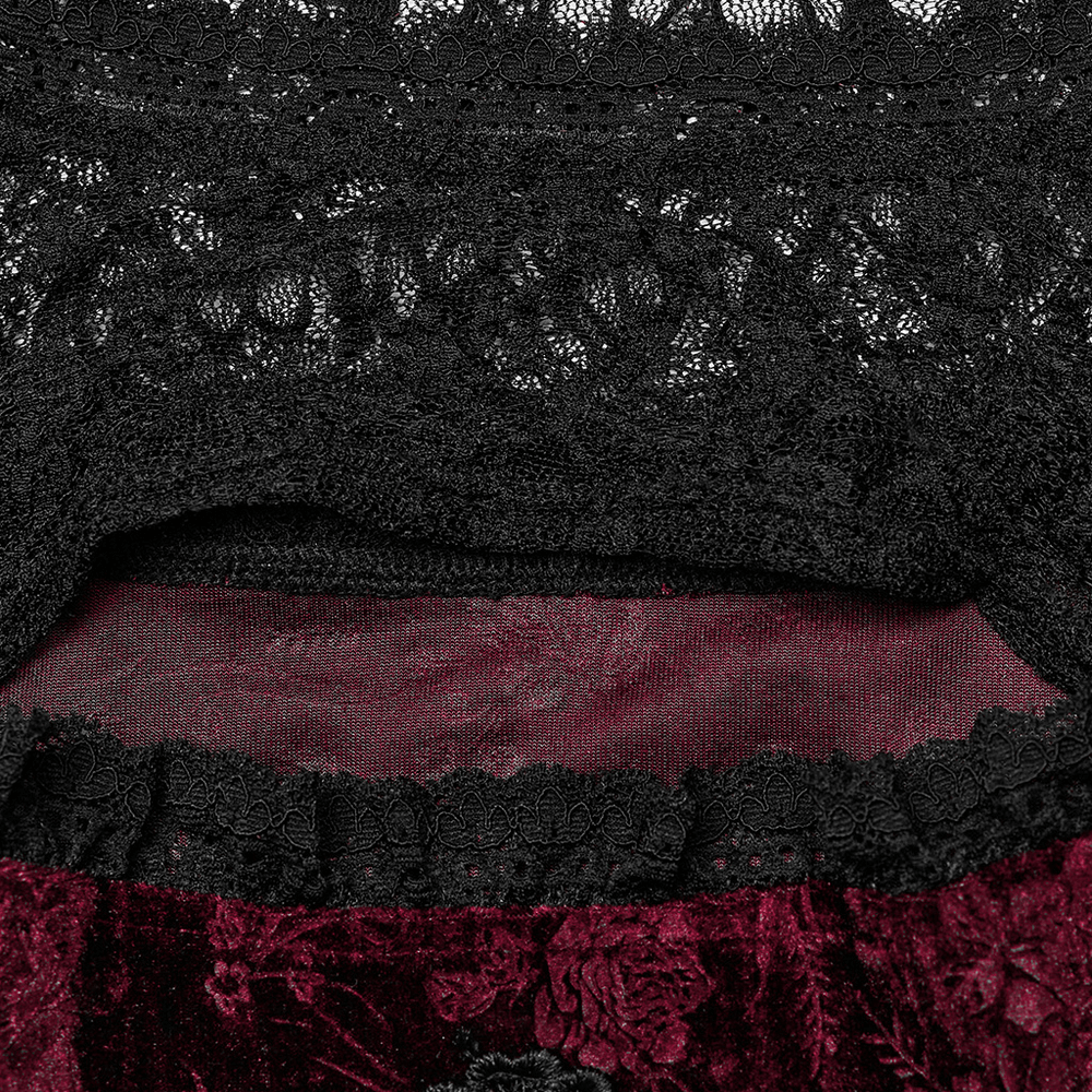 Elegant Velvet Rose Mesh Dress with Trumpet Sleeves - image 8