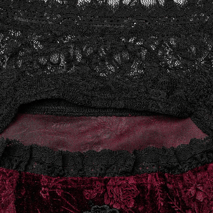 Elegant Velvet Rose Mesh Dress with Trumpet Sleeves - image 8