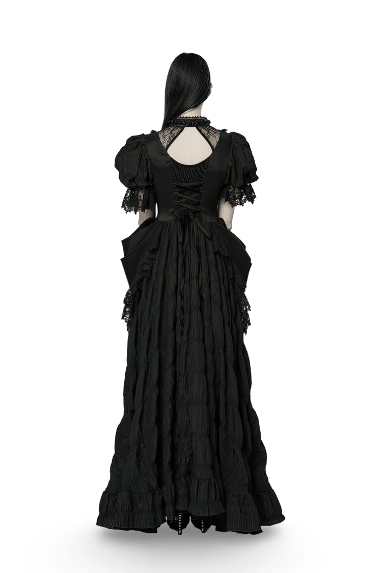 Elegant Victorian Gothic Lace Ruffles Evening Gown - image 2