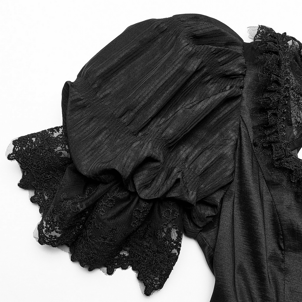 Elegant Victorian Gothic Lace Ruffles Evening Gown - image 7