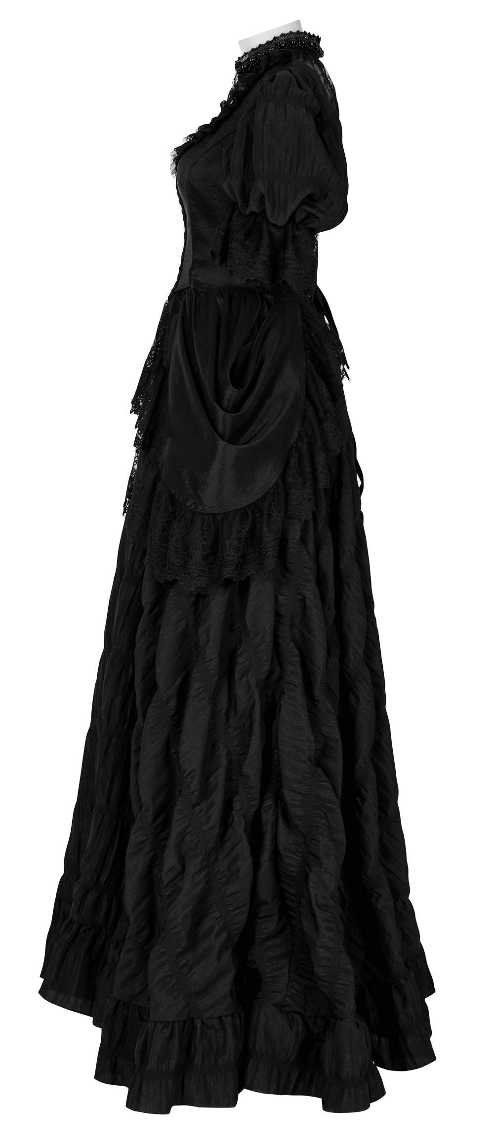 Elegant Victorian Gothic Lace Ruffles Evening Gown - image 5
