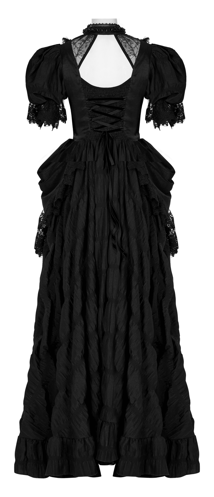 Elegant Victorian Gothic Lace Ruffles Evening Gown - image 6