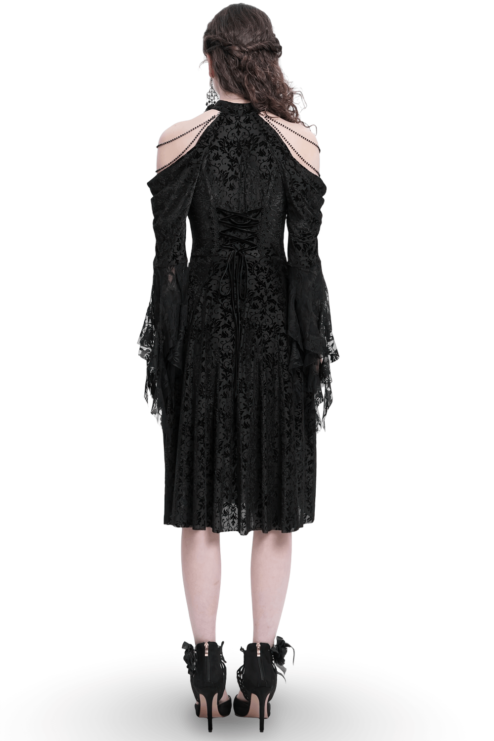 Elegant Victorian Lace Gothic Dress with Ruffle Details - image 2