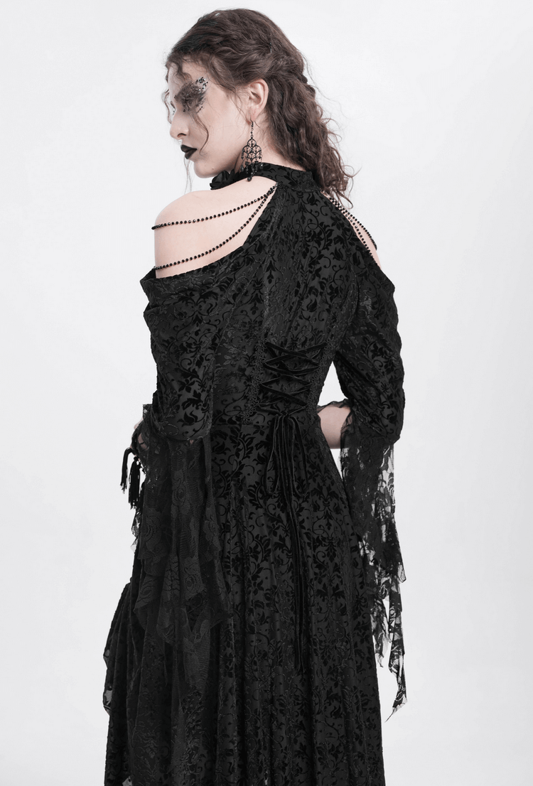 Elegant Victorian Lace Gothic Dress with Ruffle Details - image 13