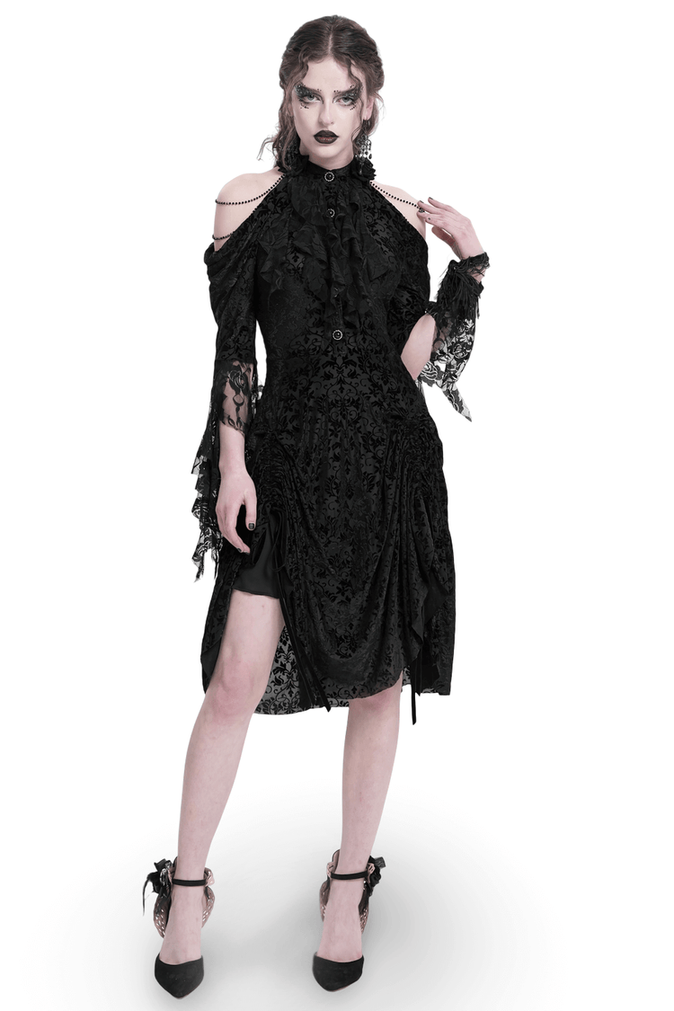 Elegant Victorian Lace Gothic Dress with Ruffle Details - image 1