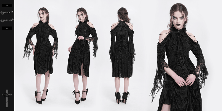 Elegant Victorian Lace Gothic Dress with Ruffle Details - image 19