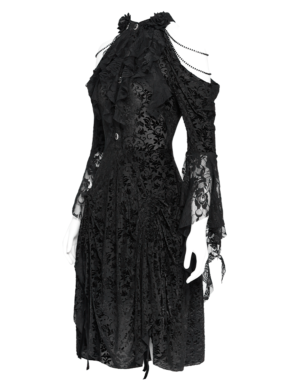 Elegant Victorian Lace Gothic Dress with Ruffle Details - image 4