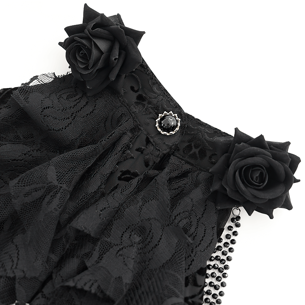 Elegant Victorian Lace Gothic Dress with Ruffle Details - image 6