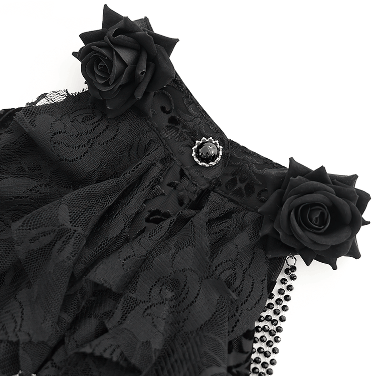 Elegant Victorian Lace Gothic Dress with Ruffle Details - image 6