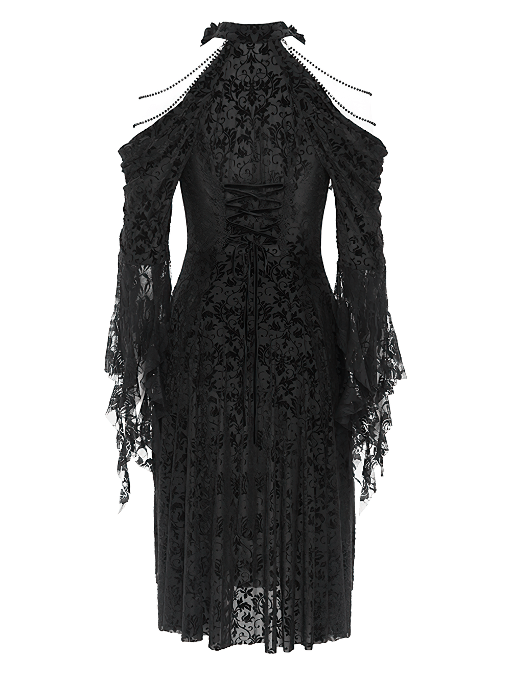 Elegant Victorian Lace Gothic Dress with Ruffle Details - image 5