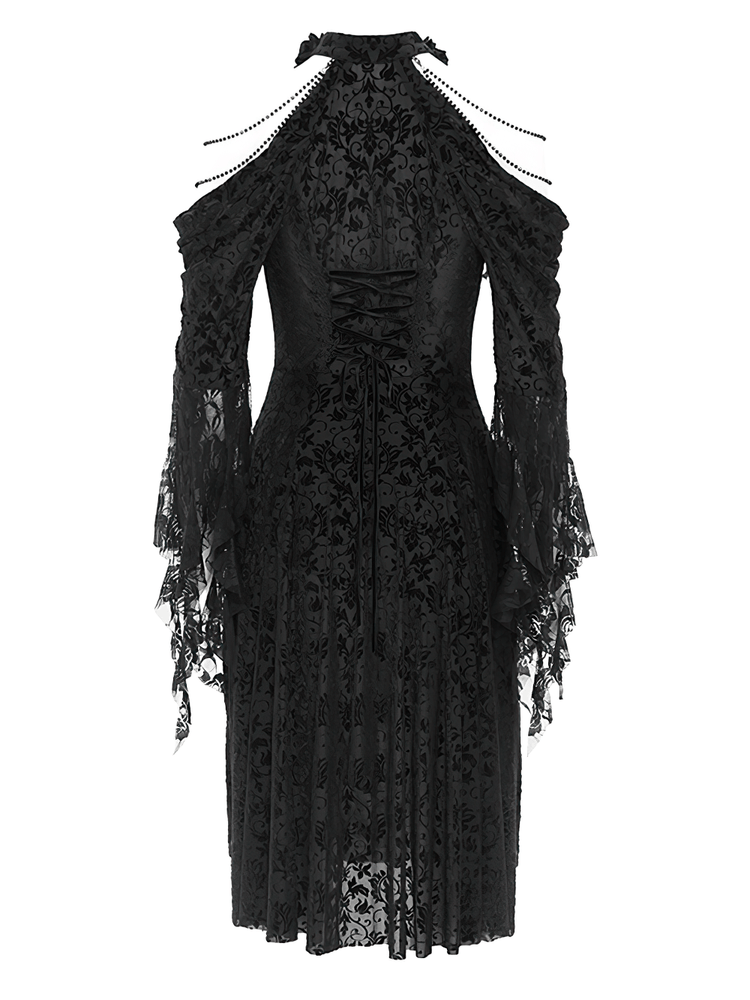 Elegant Victorian Lace Gothic Dress with Ruffle Details - image 5