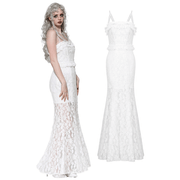 Elegant White Lace Mermaid Dress with Spaghetti Straps - image 3