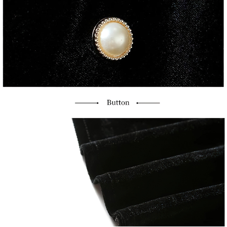 Elegant Women Velvet Dress Long Sleeve / Fashion Black Solid Ladies Dresses - image 9
