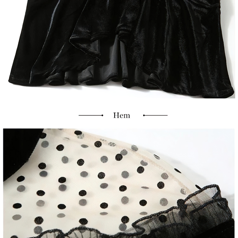 Elegant Women Velvet Dress Long Sleeve / Fashion Black Solid Ladies Dresses - image 7