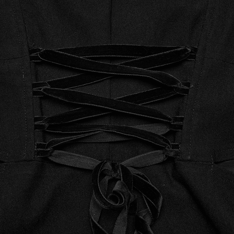 Elegant Women's Black Mini Dress with Lace-Up Detail - image 7