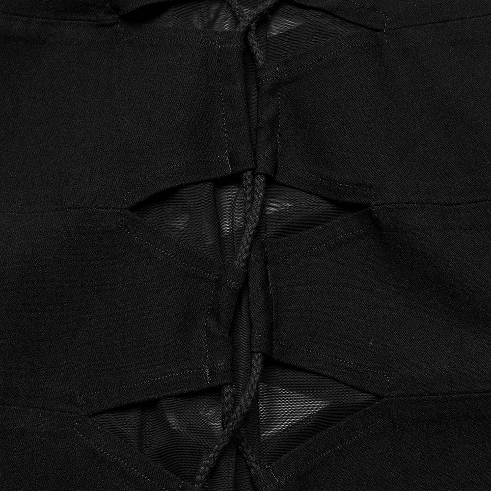 Elegant Women's Black Mini Dress with Lace-Up Detail - image 9