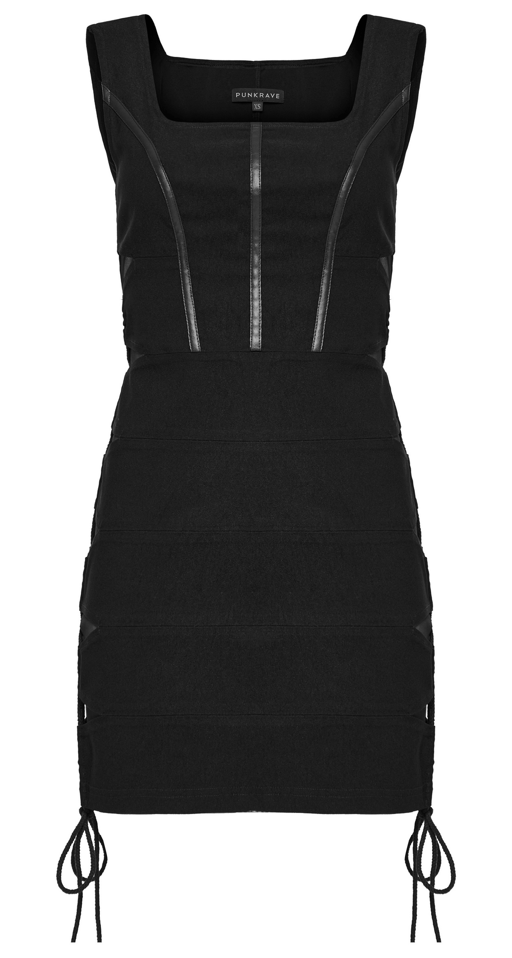 Elegant Women's Black Mini Dress with Lace-Up Detail - image 4