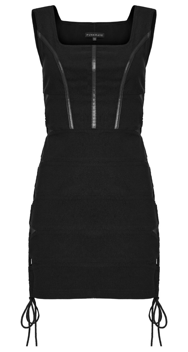 Elegant Women's Black Mini Dress with Lace-Up Detail - image 4