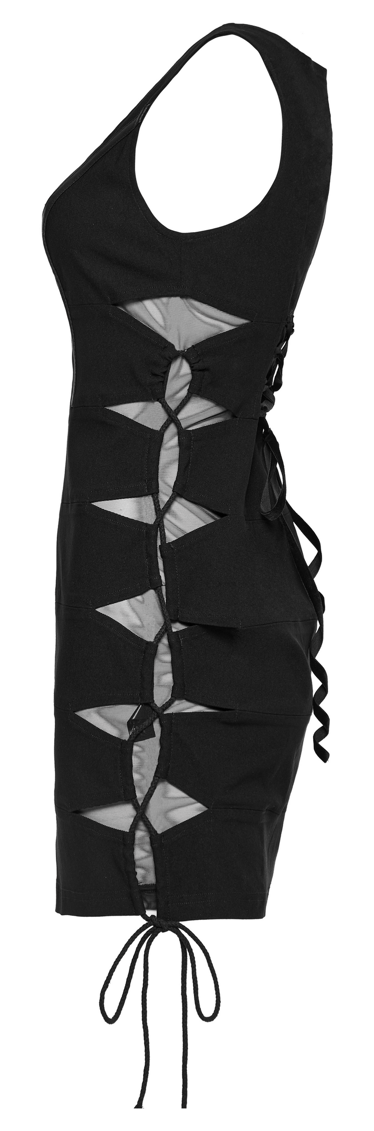Elegant Women's Black Mini Dress with Lace-Up Detail - image 5