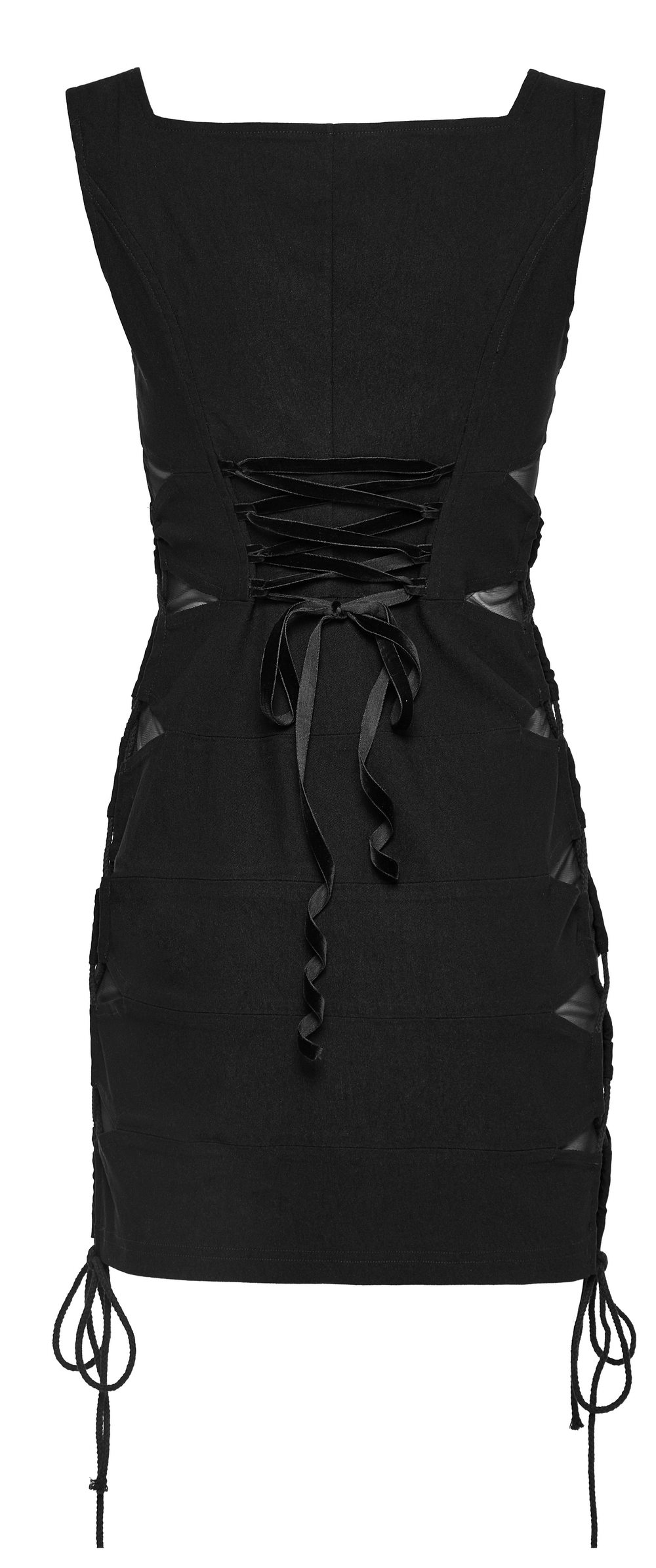 Elegant Women's Black Mini Dress with Lace-Up Detail - image 6