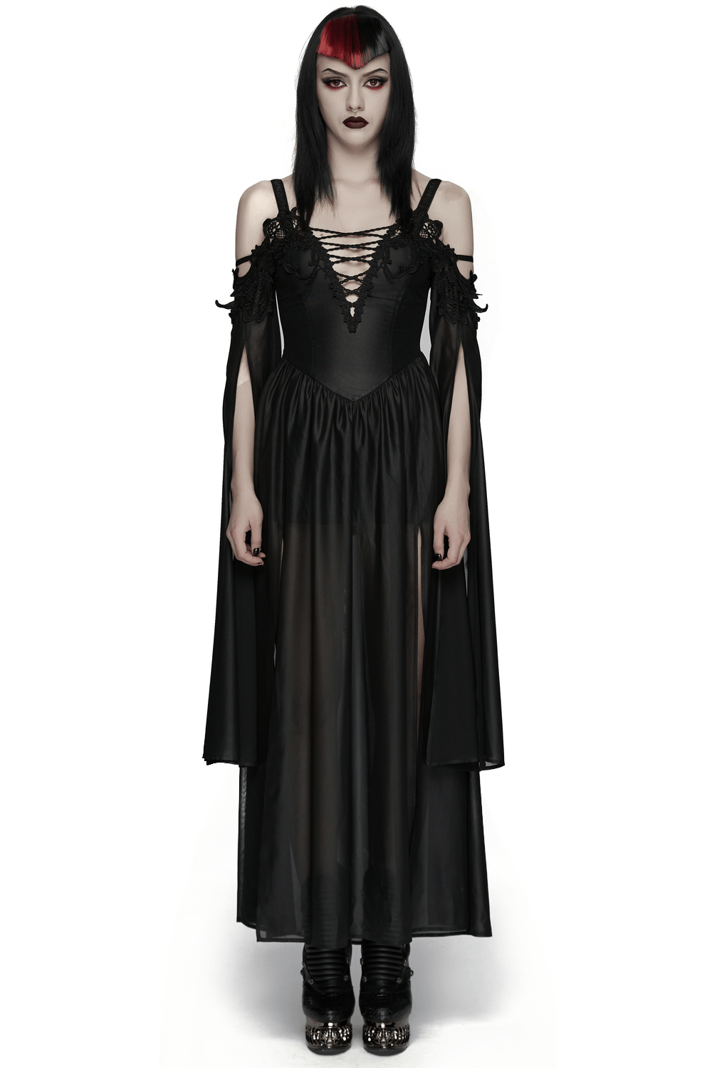 Elegant Women's Chiffon Maxi Dress with Cape Sleeves - image 1